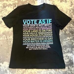 Women's Black "Vote As If...." T-Shirt XS (NEW)